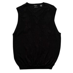 Izod Golf Sweater Vest Mens Size M Black Sleeveless V Neck Mercerized Cotton